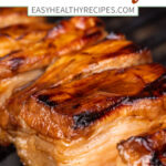 Pin graphic for grilled pork belly.