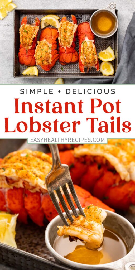 Pin graphic for Instant Pot lobster tails.
