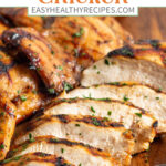 Pin graphic for mesquite grilled chicken.