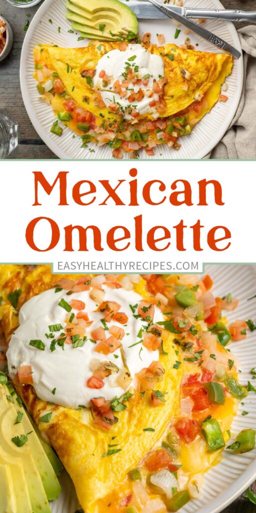 Pin graphic for Mexican omelette.