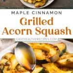 Pin graphic for grilled acorn squash.
