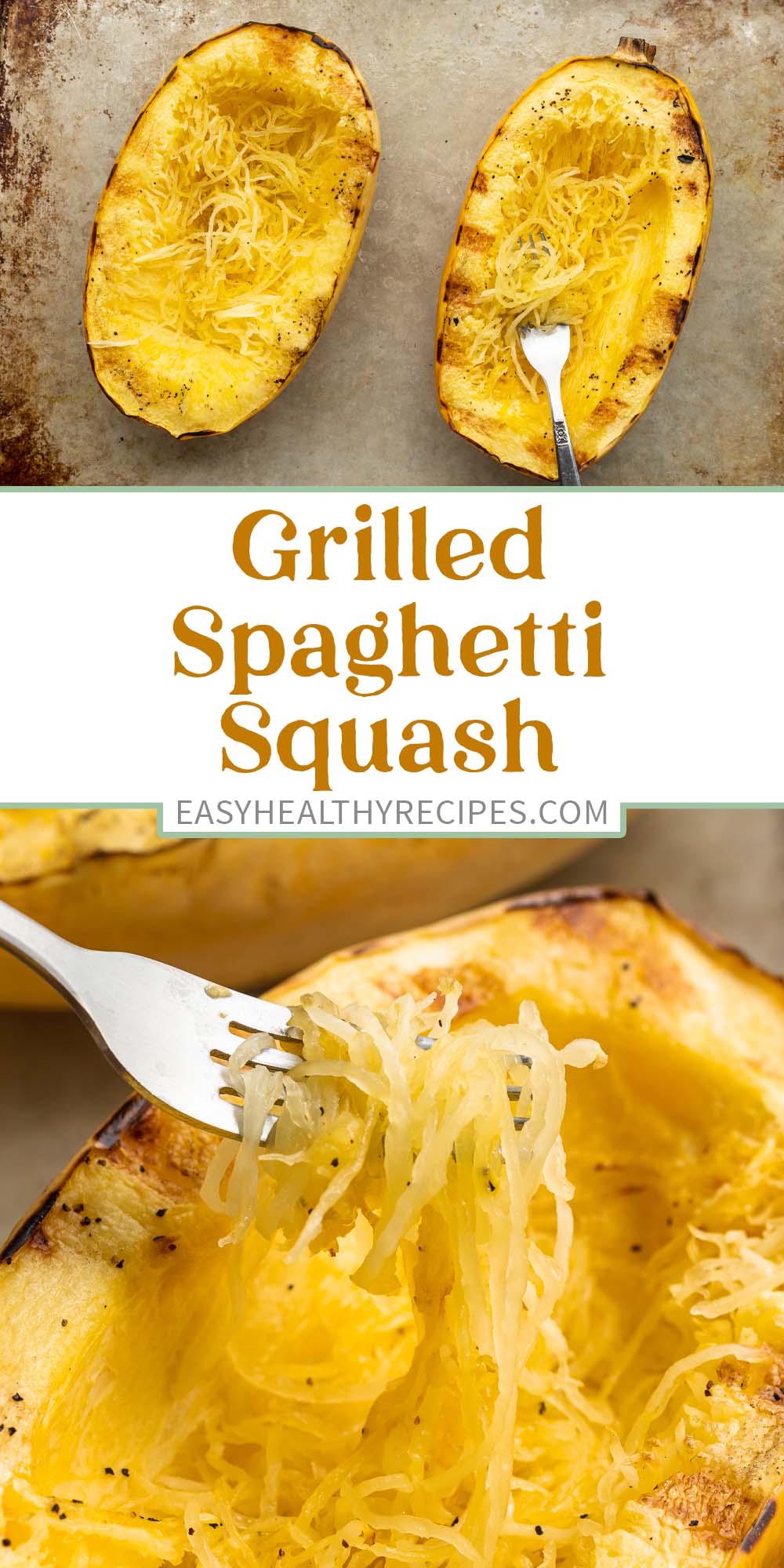 Pin graphic for grilled spaghetti squash.