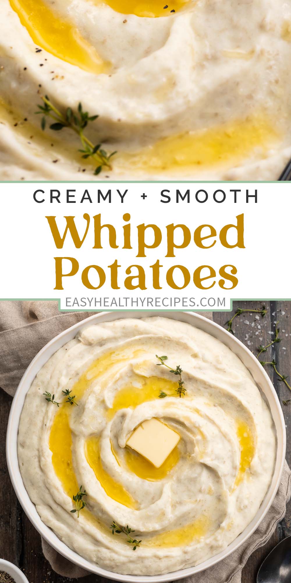Pin graphic for whipped potatoes.