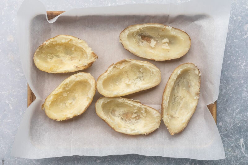 Potato skins with potato flesh removed.