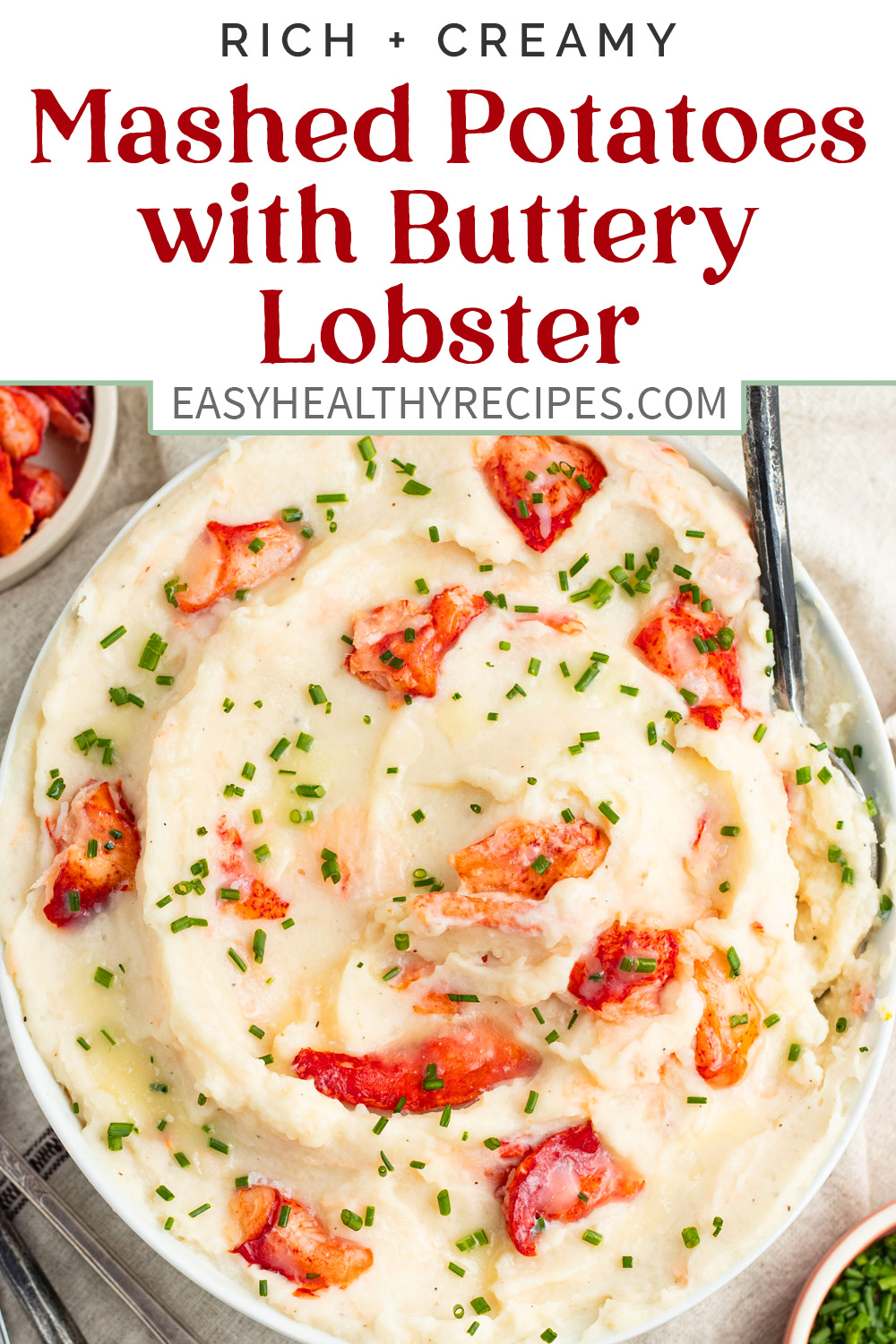 Pin graphic for lobster mashed potatoes.