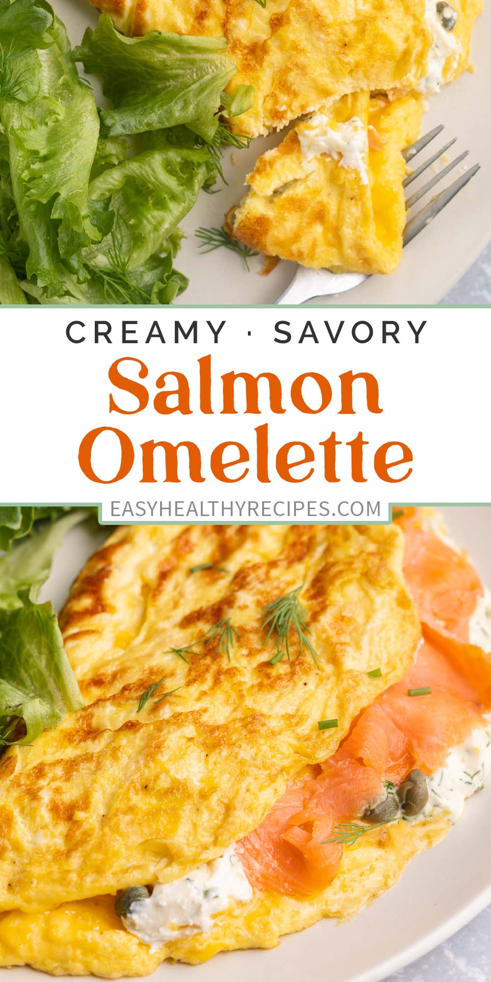 Pin graphic for salmon omelette.