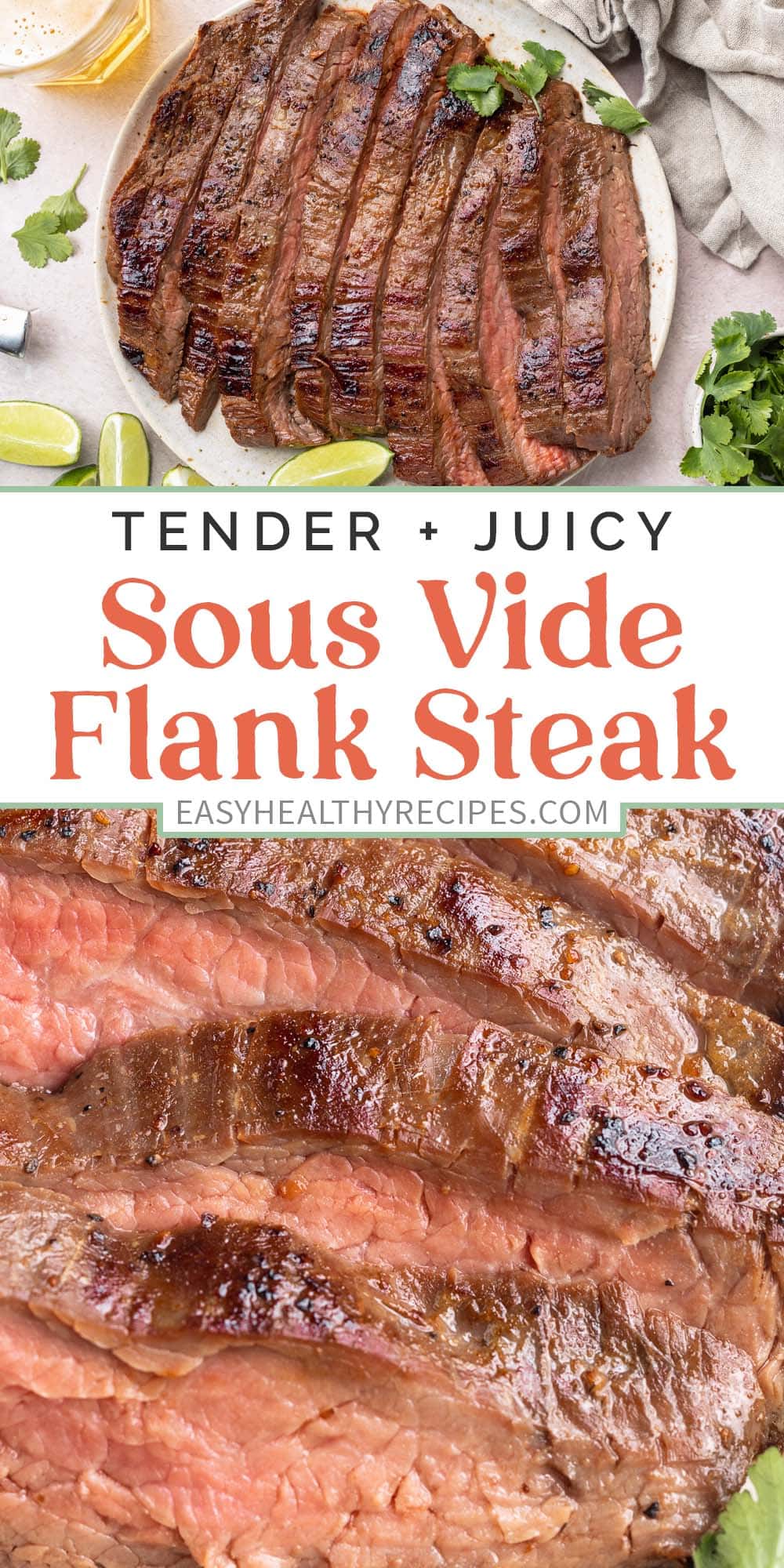 Pin graphic for sous vide flank steak.