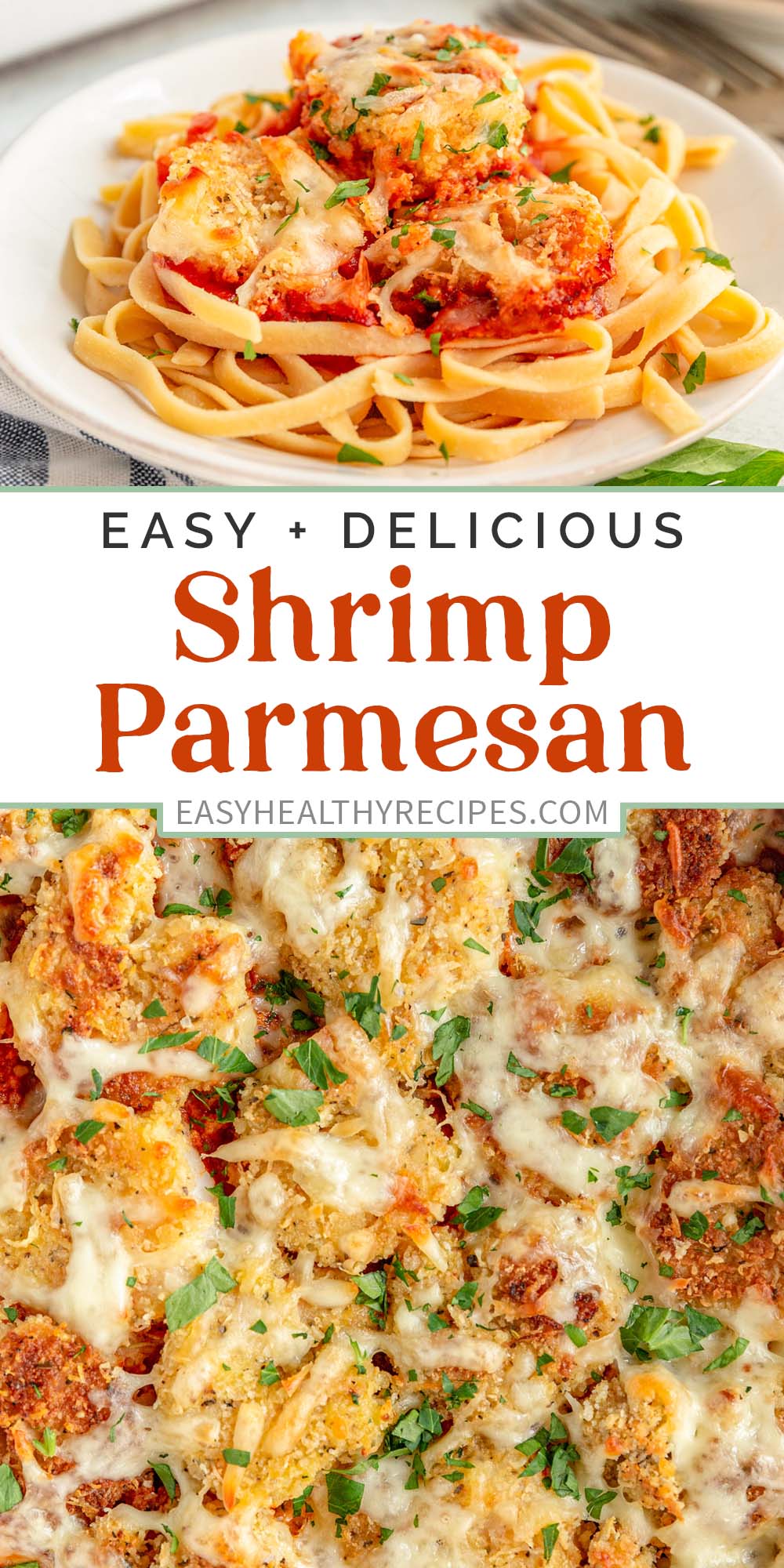 Pin graphic for shrimp parmesan.
