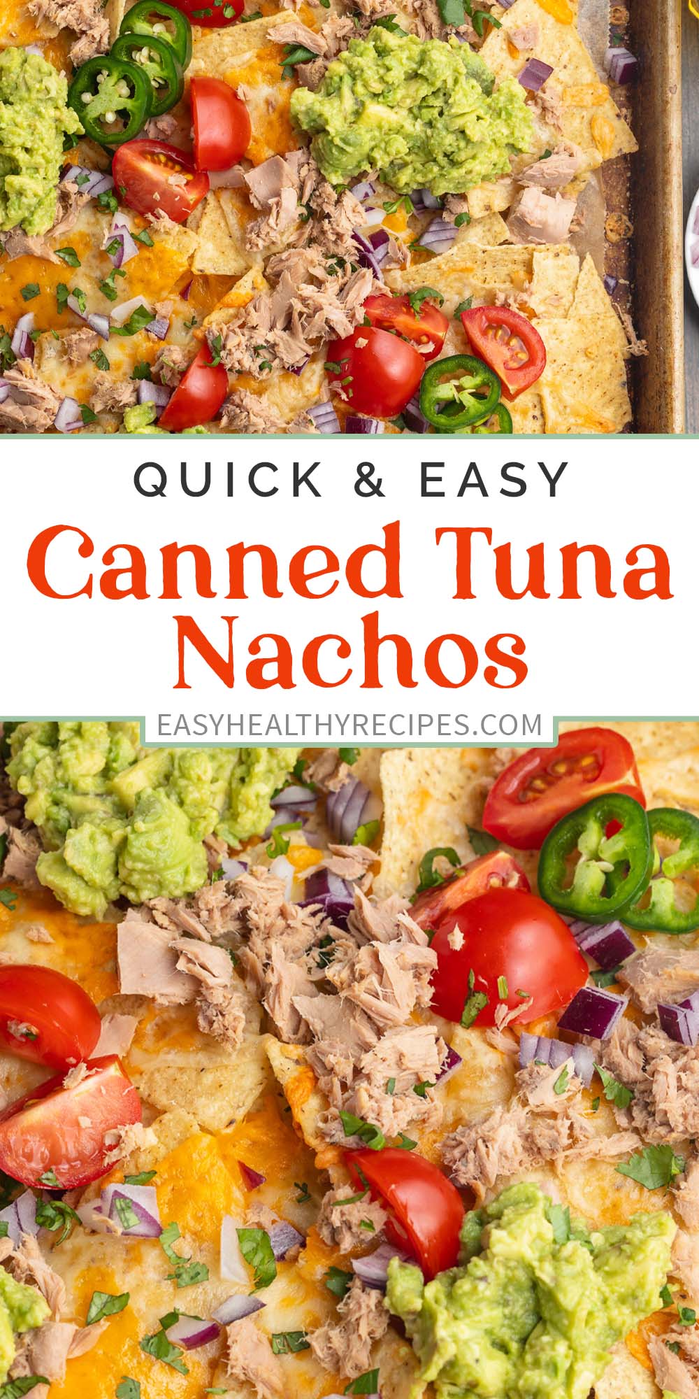 Pin graphic for tuna nachos.