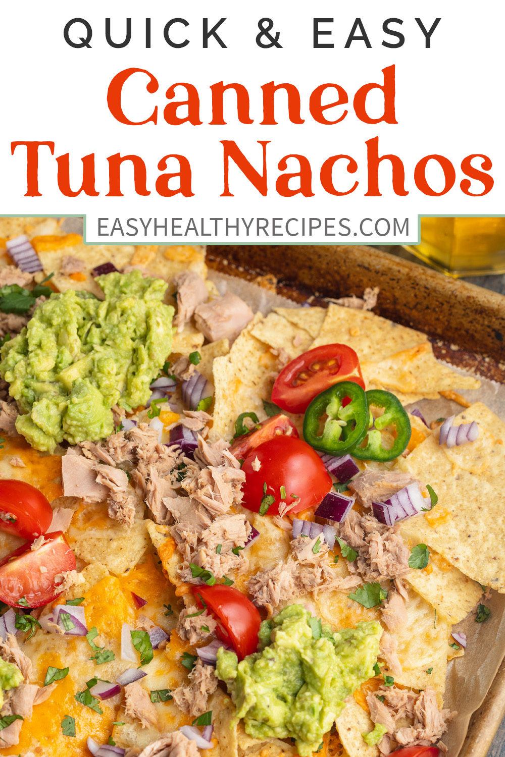 Pin graphic for tuna nachos.