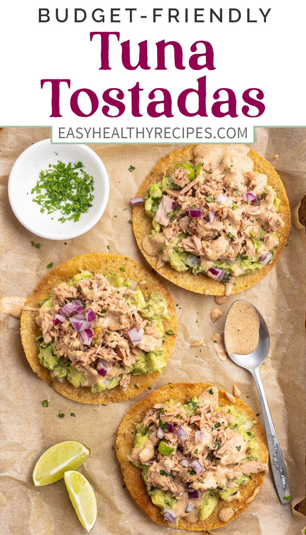 Pin graphic for tuna tostadas.