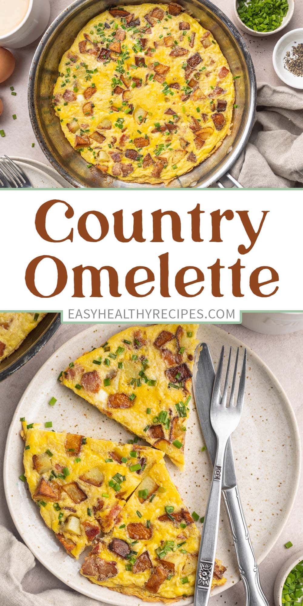 Pin graphic for country omelette.
