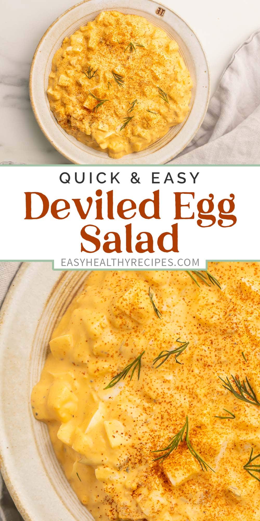 Pin graphic for deviled egg salad.