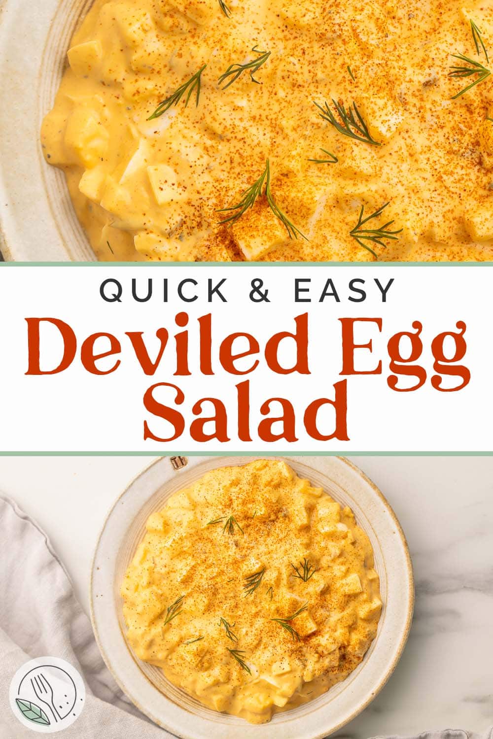 Pin graphic for deviled egg salad.