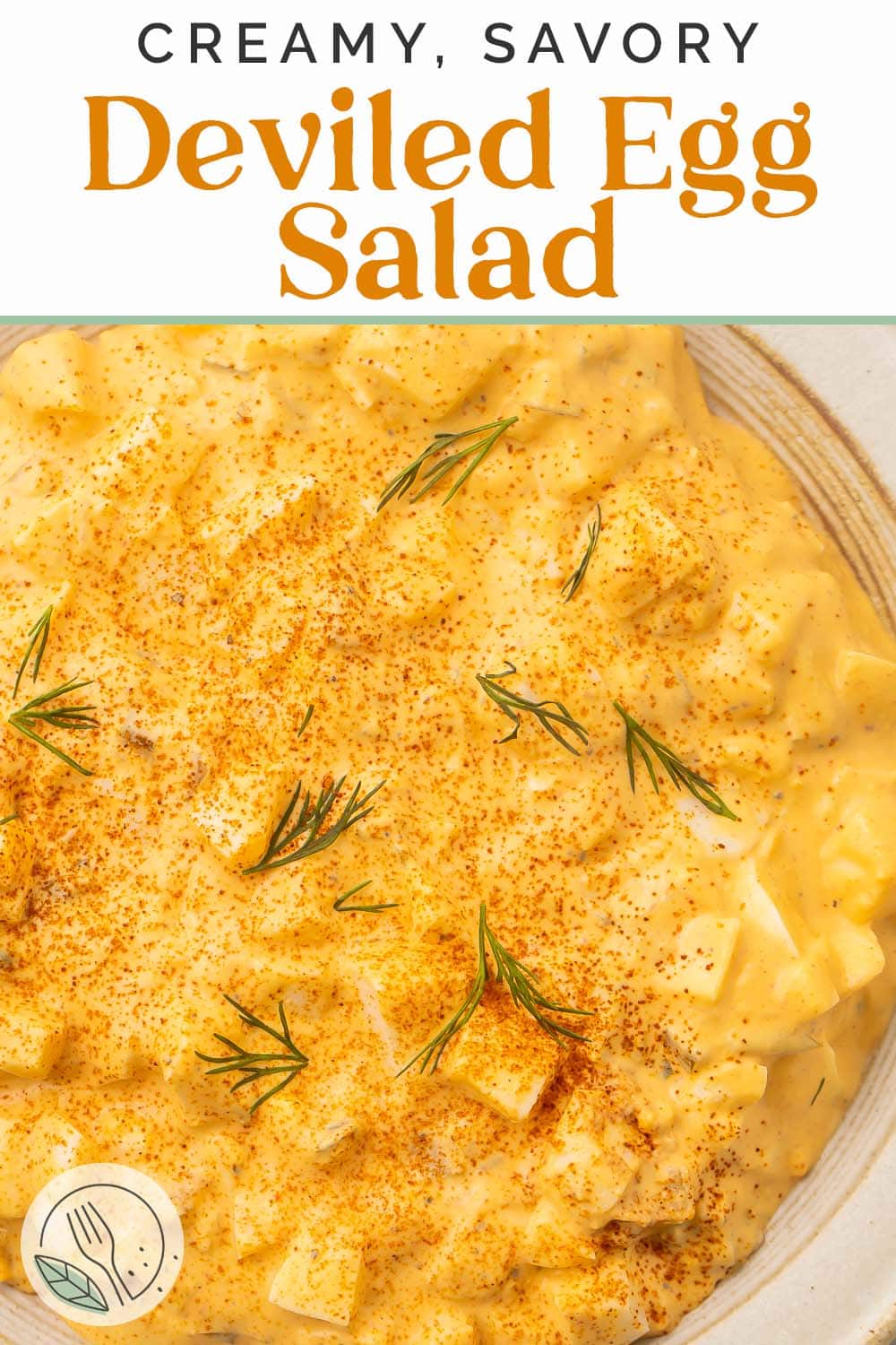 Pin graphic for deviled egg salad.