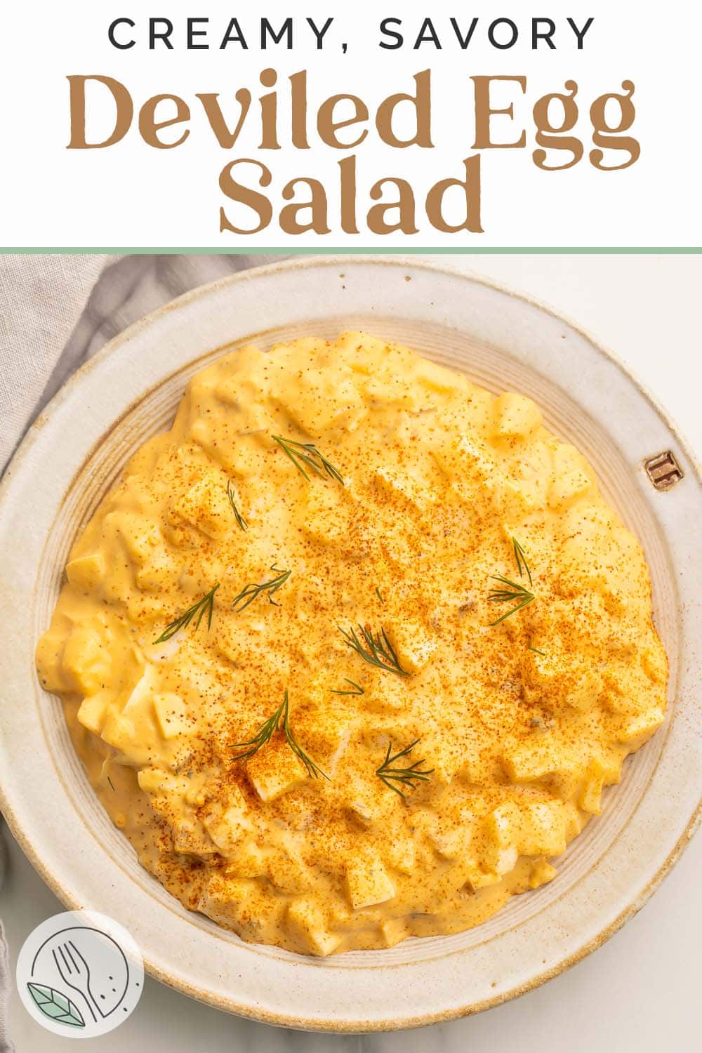 Pin graphic for deviled egg salad.