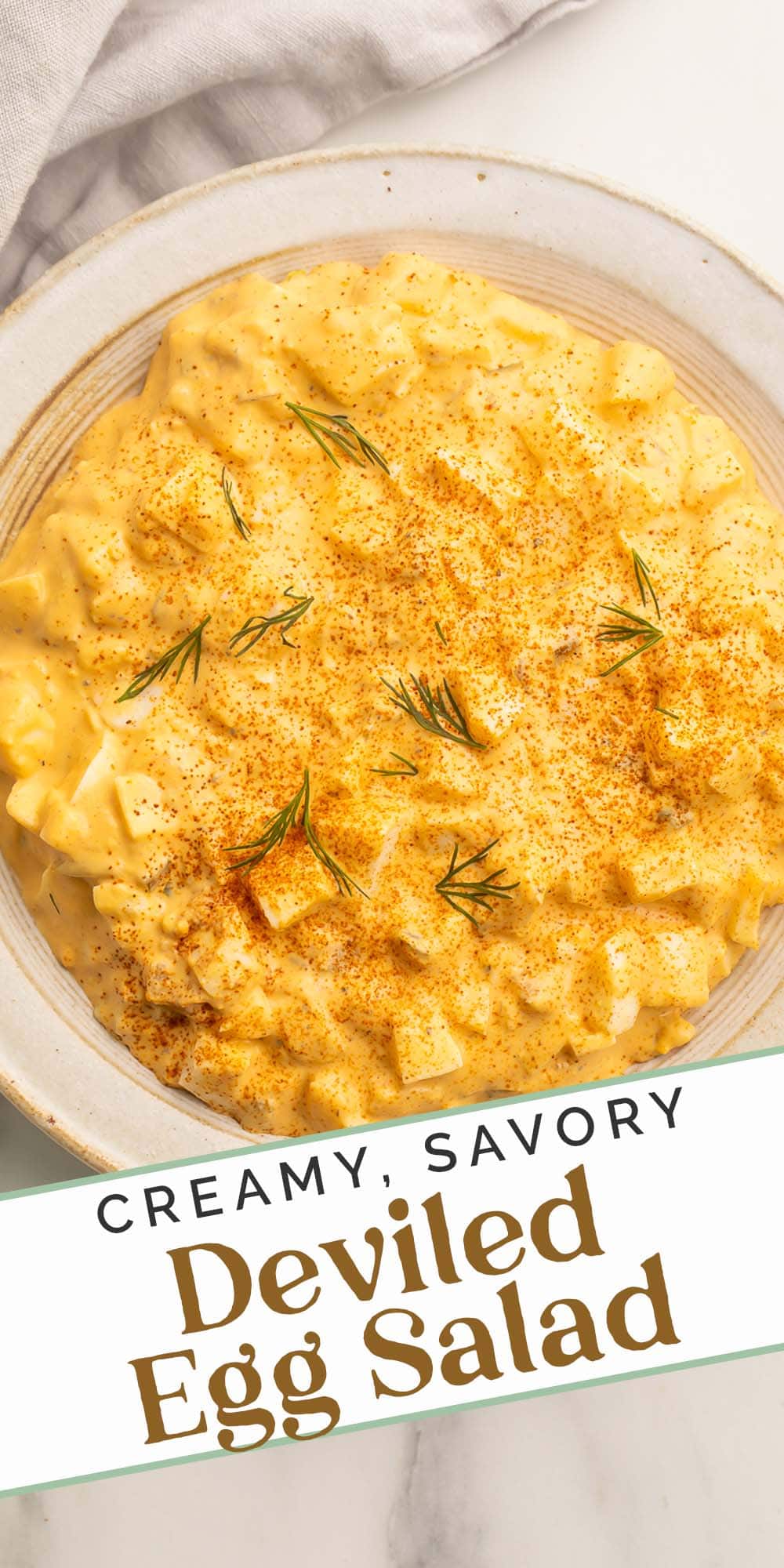 Pin graphic for deviled egg salad.