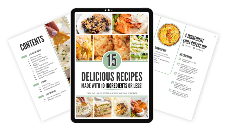 15 recipes eBook cover and table of contents.
