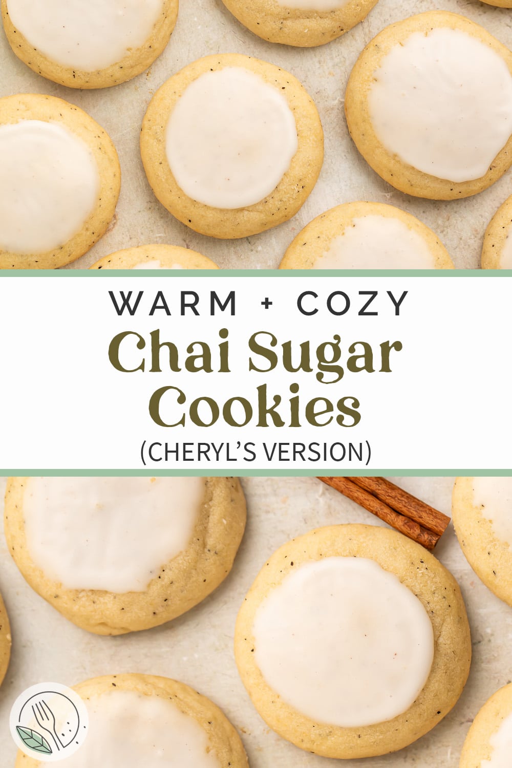 Pin graphic for Taylor Swift chai cookies.