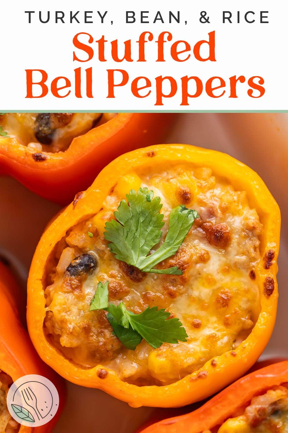 Pin graphic for Mexican stuffed peppers.