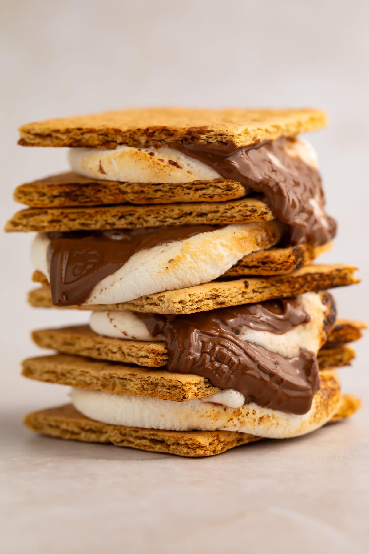 3 air fryer s'mores stacked on top of each other.