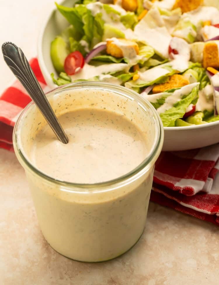 Garden salad topped with creamy Outback ranch dressing